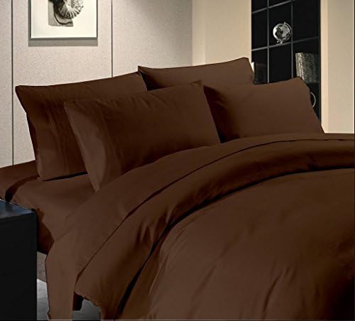 US Comfort Zone 600-Thread-Count 100% Egyptian Cotton Twin 4 Piece Sheet Set 10" Deep Pocket, Solid Brown