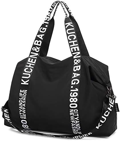 EMKEKE Large Capacity 2-Way Shoulder Bag Tote Bag Crossbody Women’s Nylon Multi-Function 2-3 Night Water Repellent Travel Bag Gym Bag Mother’s Bag Boston Lightweight Work Work Travel Outdoor