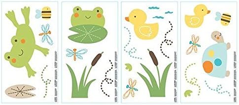 Unisex Baby Boy Girl Frog Duckie Turtle Bee Pond Collection Wall Decal Stickers
