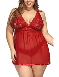 TGD - Conjunto de lencería para mujer con cuello en V y encaje