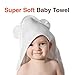 Organic Bamboo Hooded Baby Towel and Washcloth Set | Extra Large Toddler Towel | Soft and Thick Bamboo Baby Bath Towels with Hood for Newborn Girls and Boys 500 GSM | White Baby Towels with Bear Ears