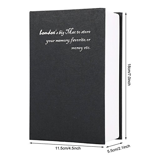 Homevol Safe Lock Box,Home Security Steel Dictionary Book Diversion Jewellery/Coins/Money/Valuables Safe Box with Key Lock (Black)