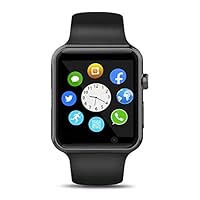 Bluetooth Smart Watch Fitness Tracker, Touch Screen Smart Wrist Smartwatch Support SIM SD Card Slot Make/Answer Phone Camera Pedometer Compatible Android iOS Samsung LG for Women Men Kids (Black)