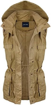 Vernon District Supply Women's Military Anorak Safari Vest w/Hood and Drawstring 8028VH-TAUPE-SML