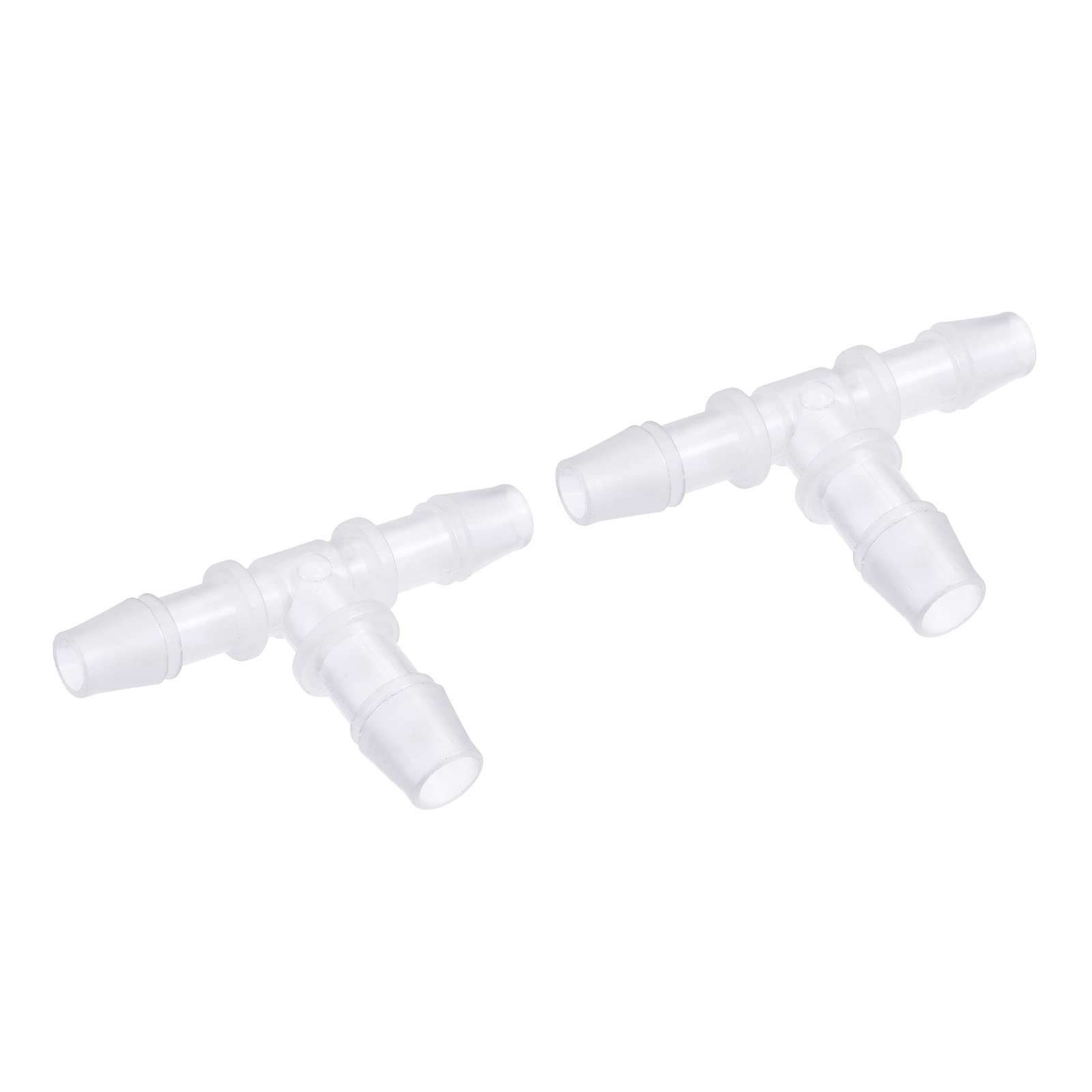 M METERXITY 2 Pack Barb Hose Fittings - 8x10x8mm OD Tee Plastic Pipe Connectors Apply to Water Fuel, Transparent(T Shaped 3 Way)