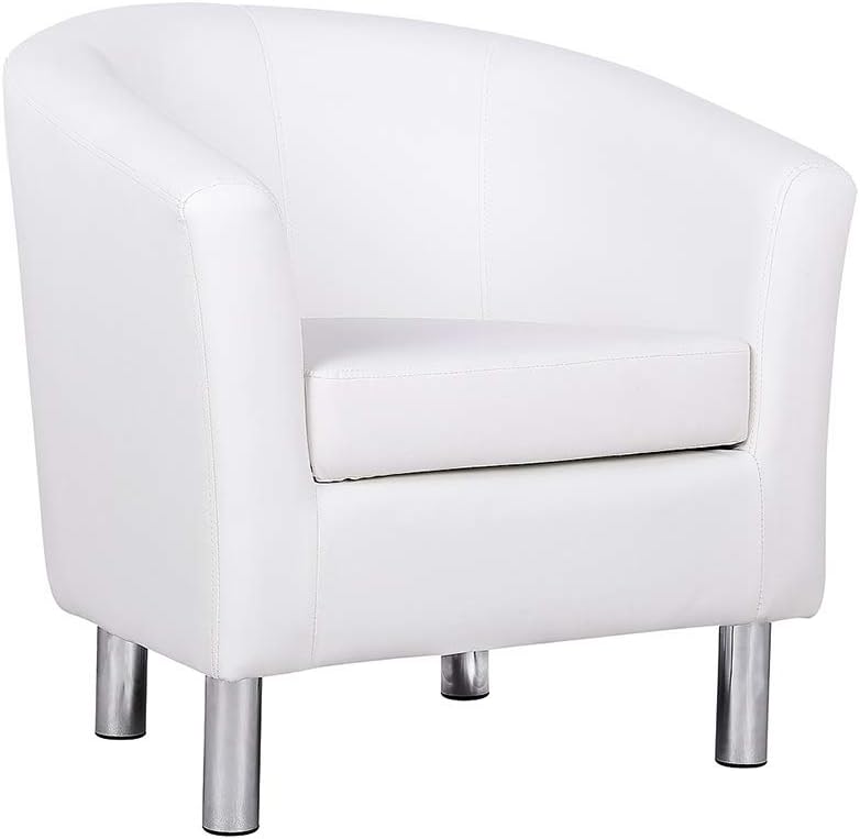 Sleep Design Endon Modern White Faux Leather Tub Chair Armchair Bedroom
