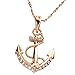FC Jory 18k Rose Gold GP Diamante Crystal CZ Nautical Anchor Necklace