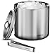 Gourmia GIB9385 Stainless Steel Ice Bucket with Tongs - 3 Liter Double Walled Insulated with Airtight Leak Resistant Lid and Carrying Handle – Brushed Stainless Steel Finish – Elegant Gift