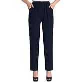 Soojun Womens Summer Elastic Waist Comfy Stretch Pull On Pants