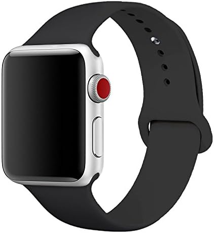 Mairix Compatible iWatch 44mm 42mm Band, Soft Silicone Sport Wrist Strap Replacement for i Watch Series 6/SE ,5/4 44mm Series 3/2/1 42mm Nike+ Edition, 42mm/44mm S/M - Black
