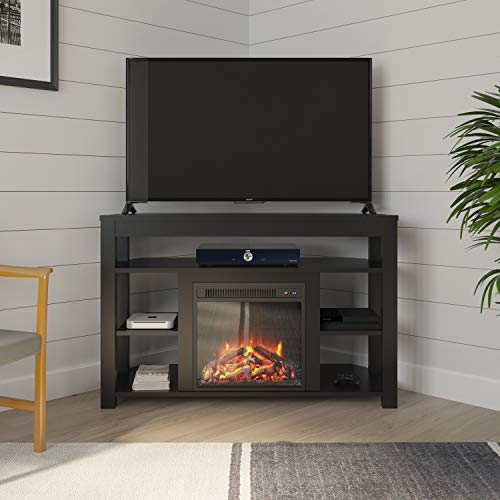 Ameriwood Home Parsons Corner Fireplace 55", Black TV Stand, in Oman