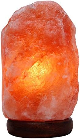 Himalayan Salt Lamp with Wood Base & Dimmer Cord & Light Bulbs,7-9 inch,4.5-6.6 lbs