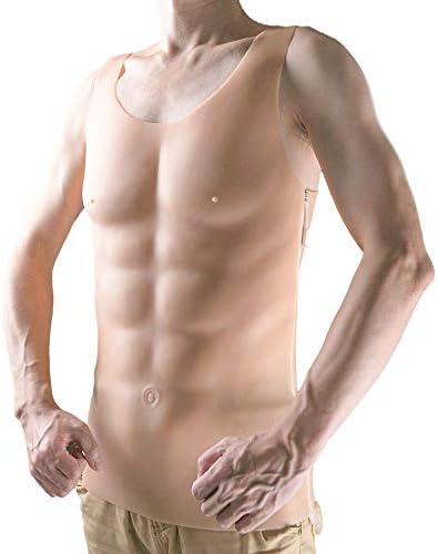 Fake Chest Muscle Props Eight Abdominal Muscles Silicone Muscle Form Fake Muscle Chest False Abdominal Muscle Adult Man Lifelike Fake Muscle Chest Skin - Costume Party Cosplay Props ,Color1,Zipper