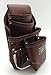LEATHER GOLD Heavy Duty Tool Pouch | Carpenters Tool Pouch 3350, Brown, Oil-Tanned, 10 Pockets, 2 Hammer Holders, Reinforced Seams