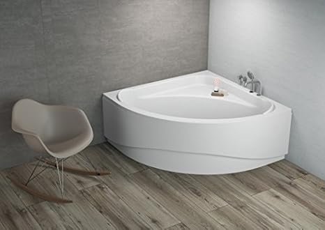 Komfortable Eck Badewanne-Acryl 140x140x580 inkl. Wannenfuß und Ablaufgarnitur, Schürze:mit Schürze