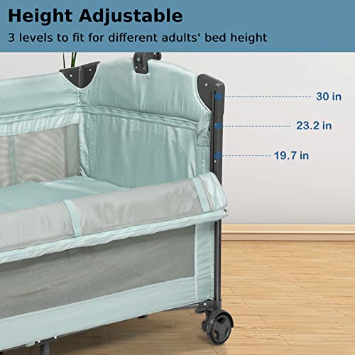JOYMOR 3 in 1 Baby Bedside Sleeper, Bed Side with Mattress, Convert to