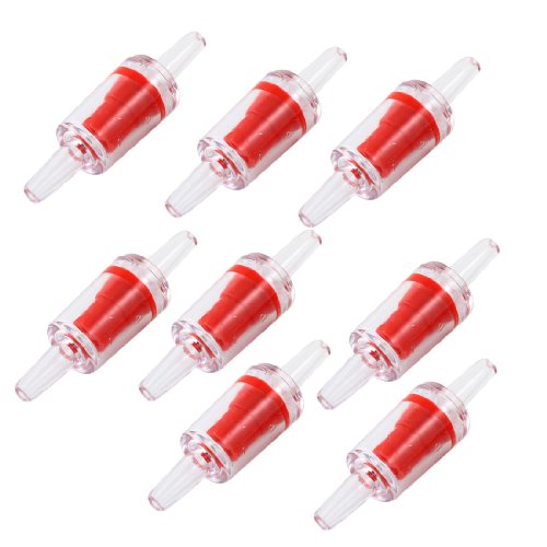 Uxcell 8-Piece Plastic Aquarium Check 1-Way Valve Air Pump Co2 Diffuser Set, Red/Clear