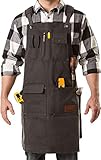 Aspen Workwear | Heavy Duty Waxed Canvas Shop Apron with Neck and Shoulder Relief – Adjustable up to XXL for Men & Women
