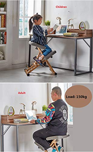 Mobile Kneeling Posture Chair Wooden Ergonomic Kneeling Chair Office with Orthopedic Back Pain Seat Adjustable Stool Thick Comfortable Cushions Gray - Thumbnail 6