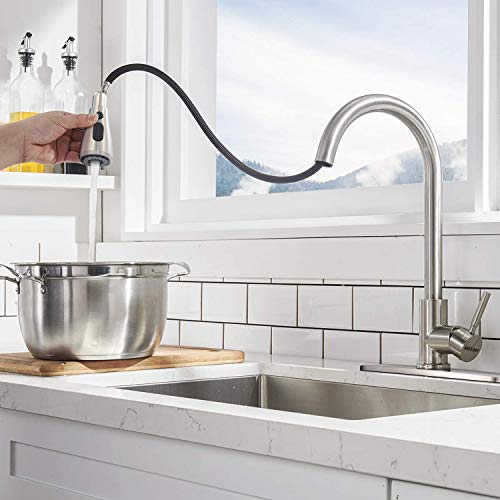 Kitchen Faucet with Sprayer MSTJRY Kitchen Sink Faucet with Sprayer Stainless Steel Faucets for Kitchen Sinks Pull Down Kitchen Faucet Single Handle 16.5”