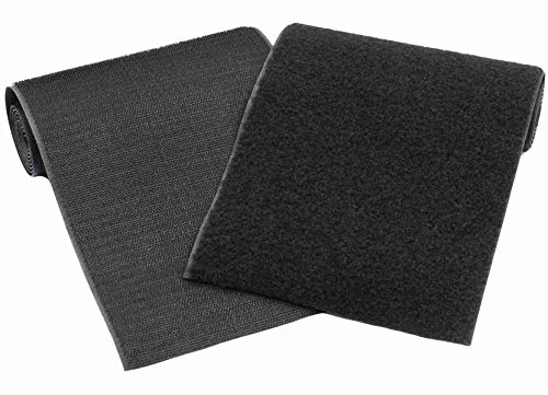 CISONE Sew on Hook and Loop Style 6 Inch Width Black Non-Adhesive Nylon Strips Fabric Fasteners (Black, 6 in x 1 Yard)