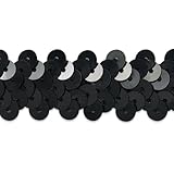 Expo International 2-Row 7/8-Inch Metallic Stretch Sequin Trim, 20-Yard, Black