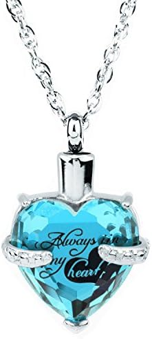 IMEIM Glass Cremation Jewelry Always in My Heart Birthstone Pendant Urn Necklace Ashes Holder Keepsake