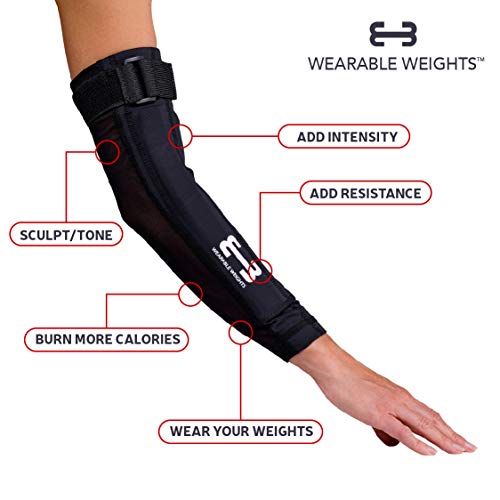 Wearable Weights Weighted Black Workout Compression Arm Sleeves (Small