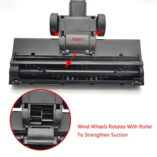 EZ SPARES Universal Vacuum Cleaner Turbo Floor Brush Head 1 1/4" 32mm Turbo Brush with Longer Wiper Hardwood Flooring Big Wheel Fits Most Vacuum Brands