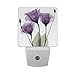 2 Pack Plug-in LED Night Light Lamp with Light Sensor, Lavender Hope Flowers Daylight White for Bedroom, Bathroom, Hallway, Stairways, 0.5W, Purple