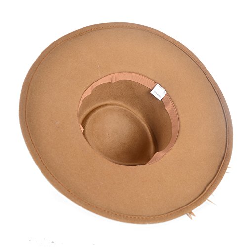 Ladies 100% Wool Felt Feather Cocktail British Formal Party Hat (Camel)