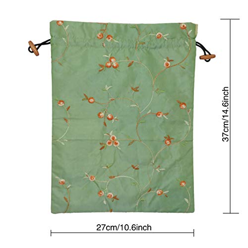 Ouyatoyu 4pcs Embroidered Silk Flower Design Jacquard Travel Bag, Laundry Bags Shoe Bags, Lingerie Bags Underwear Bags for Travel Storage for Men Women Washable Cloth Shoe Bags - Thumbnail 2