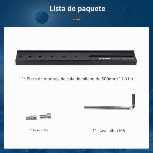 Svbony SV219 Universal Dovetail, 300mm Dovetail Mount Lacquer Metal Rails Telescope Accessories Compatible with Vixen Style Saddle