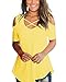 Aolakeke Cold Shoulder Short Sleeve Casual Cold Shoulder Tunic Tops Loose V Neck Criss Cross Blouse Shirts