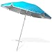 Ohuhu 8 FT Beach Umbrella, Patio Umbrella W/Tilt, Telescoping Pole, Screw Sand Anchor, Blue (Light Blue)