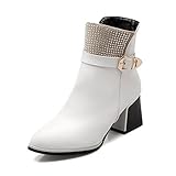 AllhqFashion Women's Kitten-Heels Assorted Color Round Closed Toe Soft Material Zipper Boots