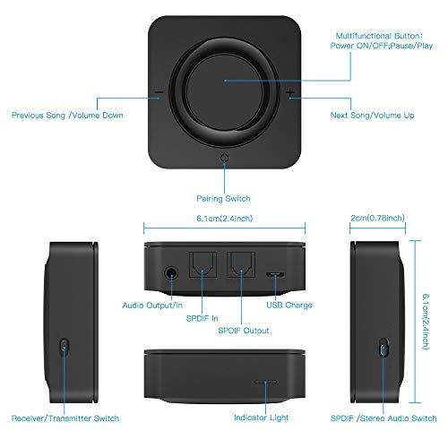 Axiba Bluetooth Receiver and Transmitter 2 in 1 aptX Low Latency Dual Stream HD Audio Transmitter for TV Home Stereo System - Thumbnail 3
