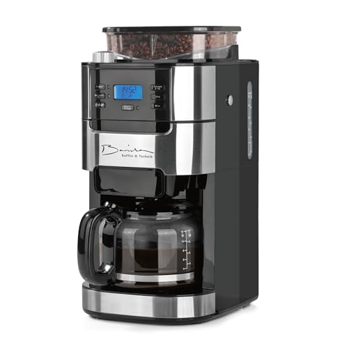 Barista Filterkaffeemaschine mit verstellbarem Mahlwerk | Warmhaltefunktion, 24h Timer & Permanentfilter | Für 10 Tassen Kaffee | Kaffeemaschine für B