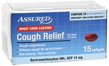 Amazon Com Assured Adult Long Lasting Cough Relief Dxm Hbr Softgels 15mg Dextromethorphan By Assured Health Personal Care