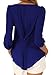 OMZIN Women V-Neck Chiffon Shirts Cuffed Sleeve Summer Tops For Lady Blue XL