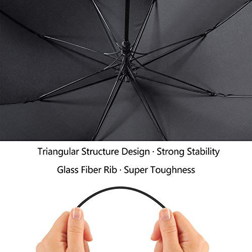 Leebotree Stick Umbrella, Auto Open Windproof Umbrella with 51 Inch Large Canopy Waterproof and J Handle for Men Women (Black)