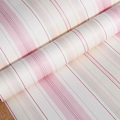 Amao Pink Awning Stripe Peel and Stick Wallpaper for Living Room Bedroom TV Backdrop 20.8''x9.84ft (Pink)