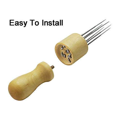 Luckkyme Needle Felting Kit Wool Felting Supplies with 60 Pieces Felting Needles, 1Pcs 8-Needle Wooden Handle Tool for DIY Felting Wool Projects Beginner and Professional