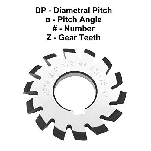 Involute Gear Cutters DP16, HSS Gear Cutter Set Pitch Angle 14.5