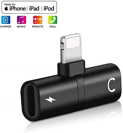 for iPhone Adapter Headphone Adapter for iPhone 8/8Plus/7/7Plus/X/XS for iPhone Aux Adapter 2in1 Dual Splitter Earphone Audio Cable Accessories Audio+Charger Adapter Headset AUX Audio 12 System