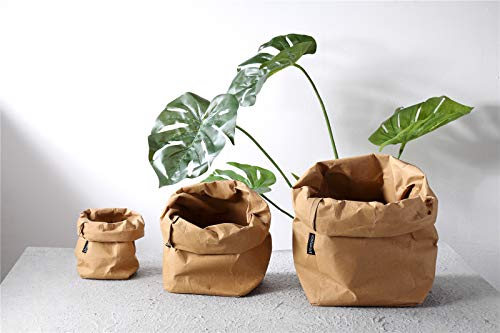 Rownyeon Cosmetic Organizer Makeup Brush Cup Holder Travel Portable Kraft Paper Bags, Pencil Pen Case for Desk Reusable Washable Stationery Bag - Thumbnail 2