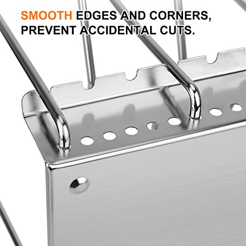 Stainless Steel Dish Rack Kitchen Pot Pan Lid Cutting Board Adjustable Organizer Holder with Drain Tray for Cabinet and Pantry Storage Organization, 6 Compartments - Thumbnail 2