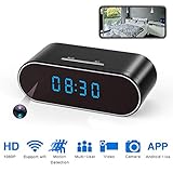 Hidden Spy Camera,1080P WiFi Mini Camera Clock Wireless Security Cameras Video Recorder for Home Covert Monitor Remote View Nanny Cam 140°Angle Night Vision Motion Detection