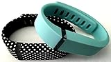 Small 1 Teal (Blue/Green) 1 Black with White Dots Spots Band for Fitbit FLEX Only With Clasps Replacement /No tracker/