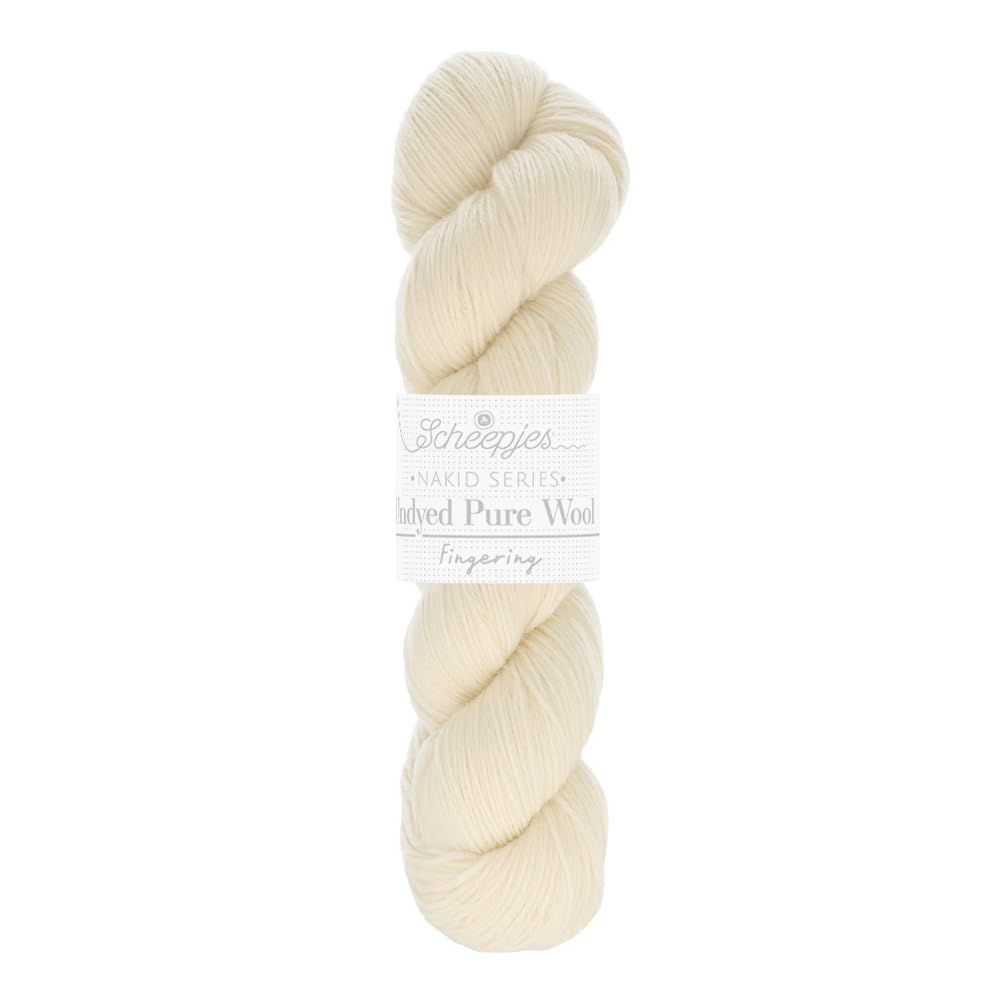 Scheepjes - Scheepjes Nakid Series Basolan 001 White (400m) Fingering Weight Undyed Pure Wool Yarn- 1 Piece